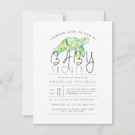 Turtle Watercolor | Vattenlevande babyskor Inbjudningar