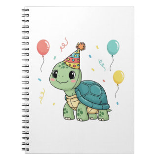 Turtle Wearing a Party Hat Anteckningsbok