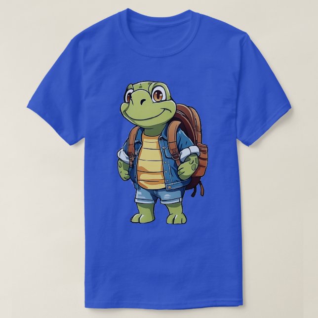 Turtle Wearing Backpack T Shirt (Design framsida)
