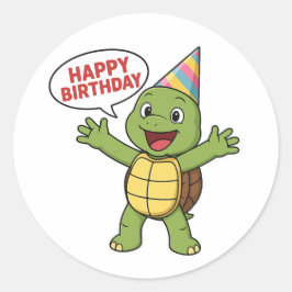 Turtle wishing you Happy Birthday  Runt Klistermärke