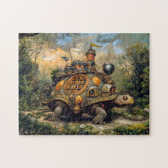 Turtle with Bibliotek and Rooftop Terrace on Pat Pussel (Horisontell)