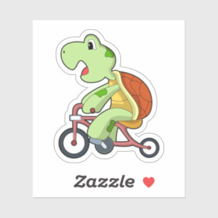 Turtle with Bicycle Klistermärken