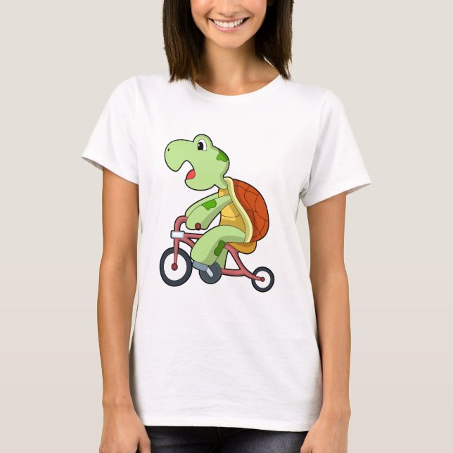 Turtle with Bicycle T Shirt (Framsida)