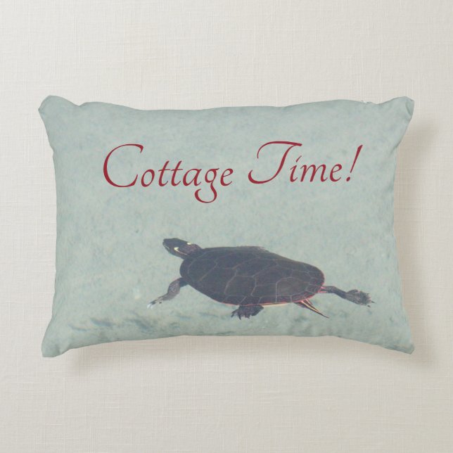 Turtle with Blue Vatten Prydnadskudde (Framsidan)