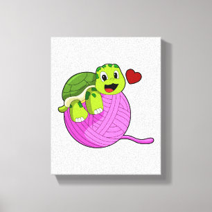Turtle with Boll of Wool Canvastryck