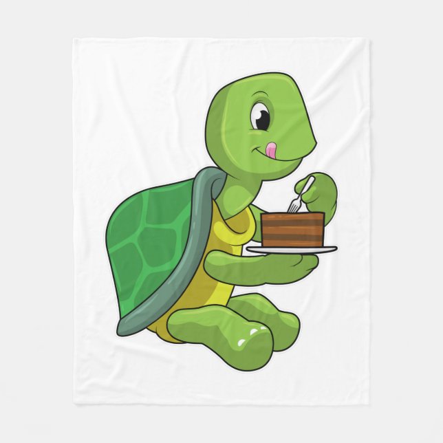 Turtle with Cake Fleecefilt (Framsidan)