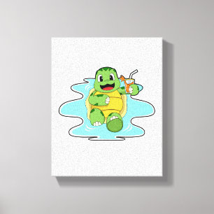 Turtle with Drink in Vatten Canvastryck