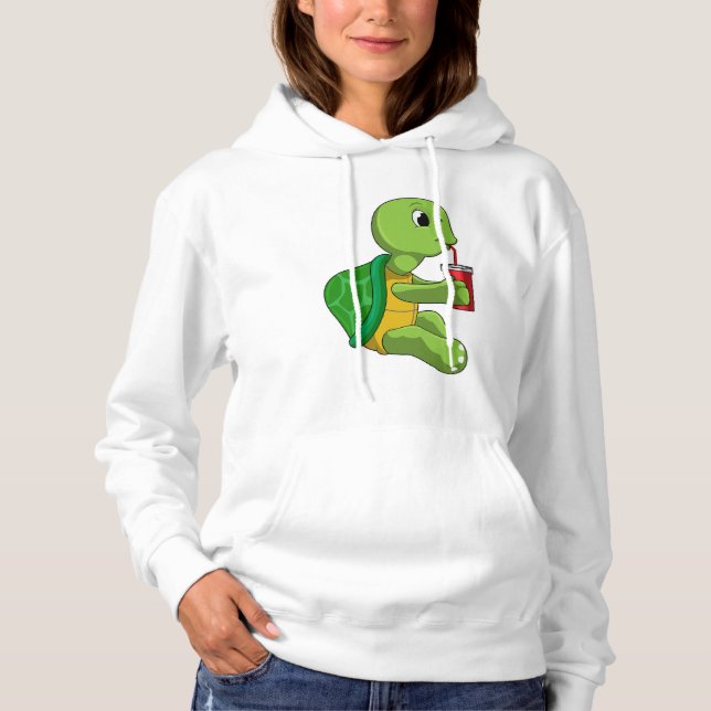 Turtle with Drinking mugg with Straw T Shirt (Framsida)