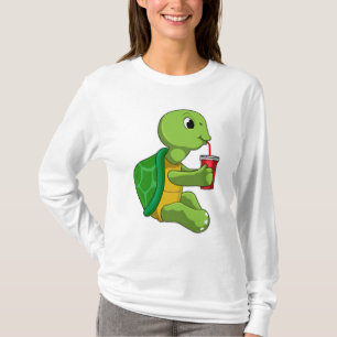 Turtle with Drinking mugg with Straw T Shirt