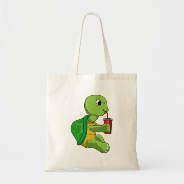 Turtle with Drinking mugg with Straw Tygkasse (Framsidan)