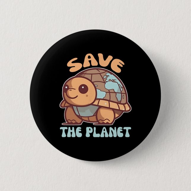 Turtle with Earth Environmental Protection Spara Knapp (Framsida)