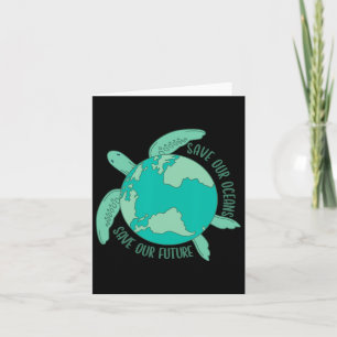 Turtle with Earth Spara our Ocans Spara Vår framti Kort