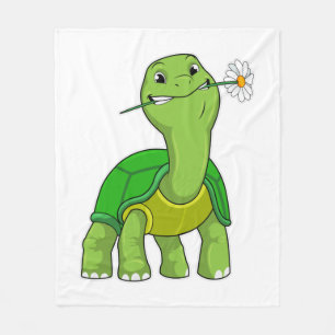 Turtle with Flower Daisy Fleecefilt