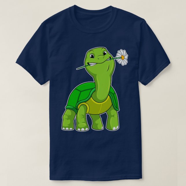 Turtle with Flower Daisy T Shirt (Design framsida)