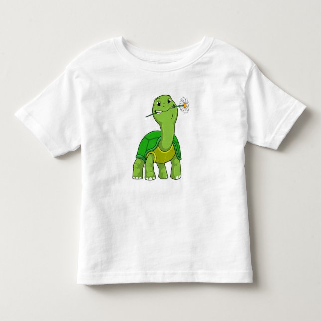 Turtle with Flower Daisy T Shirt (Framsida)