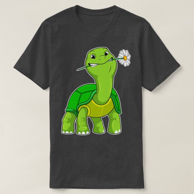 Turtle with Flower Daisy T Shirt (Design framsida)