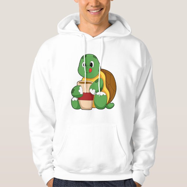 Turtle with Kopp of Coffee Hoodie (Framsida)