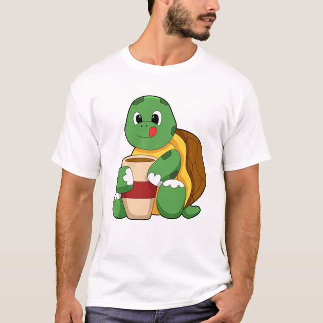 Turtle with Kopp of Coffee T Shirt (Framsida)