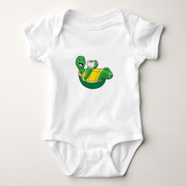 Turtle with Kopp of Coffee T Shirt (Framsida)