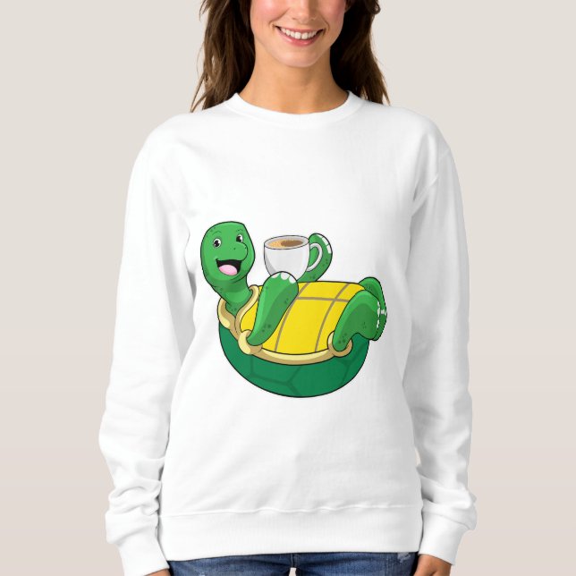 Turtle with Kopp of Coffee T Shirt (Framsida)