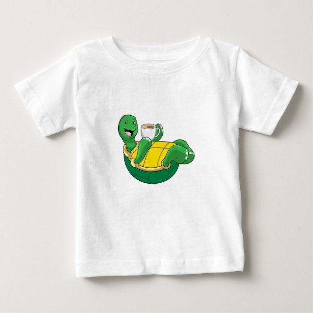 Turtle with Kopp of Coffee T Shirt (Framsida)