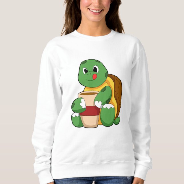 Turtle with Kopp of Coffee T Shirt (Framsida)