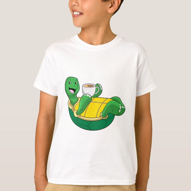 Turtle with Kopp of Coffee T Shirt (Framsida)