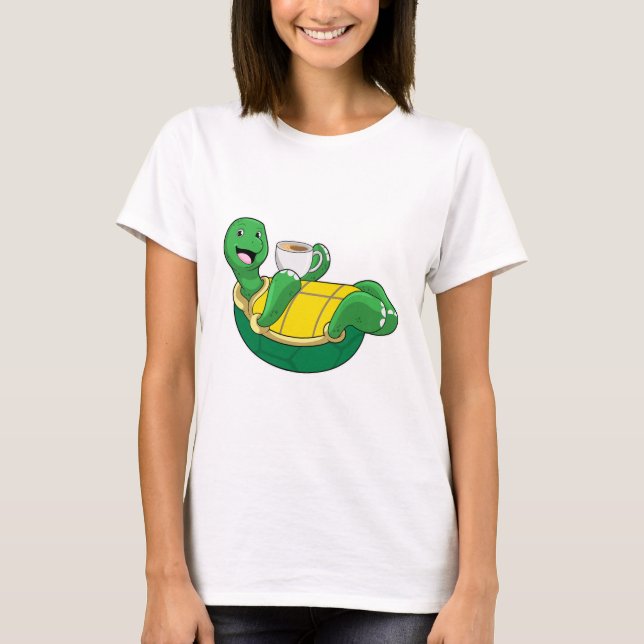 Turtle with Kopp of Coffee T Shirt (Framsida)