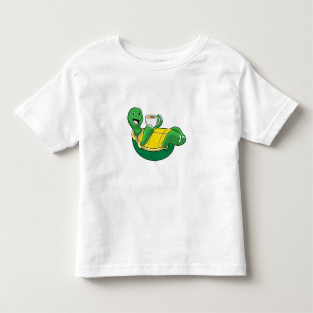 Turtle with Kopp of Coffee T Shirt (Framsida)