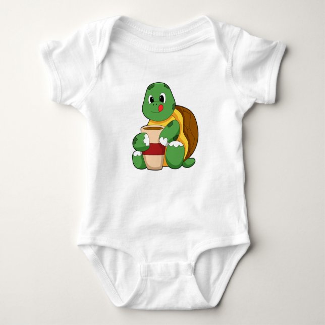Turtle with Kopp of Coffee T Shirt (Framsida)