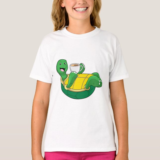 Turtle with Kopp of Coffee T Shirt (Framsida)