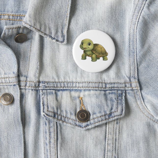 Turtle with Leaf Hat Pin | Animal Badge Knapp (In Situ)