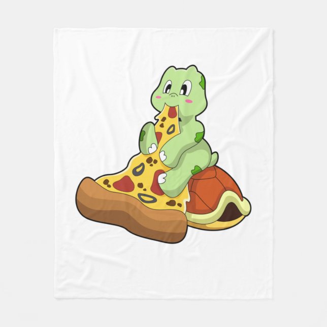 Turtle with Pizza Fleecefilt (Framsidan)