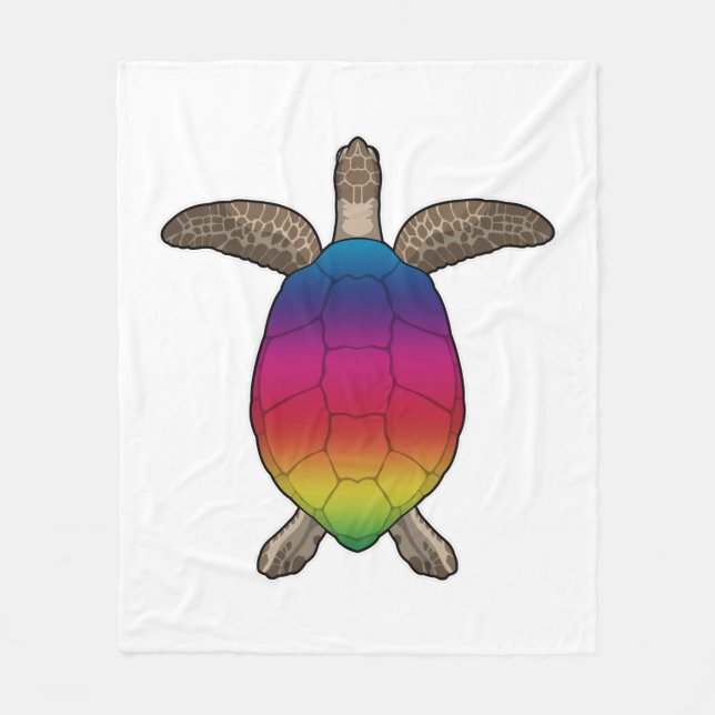 Turtle with Rainbow Färg Fleecefilt (Framsidan)