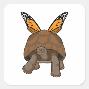 Turtle with Rainbow Färg Fyrkantigt Klistermärke