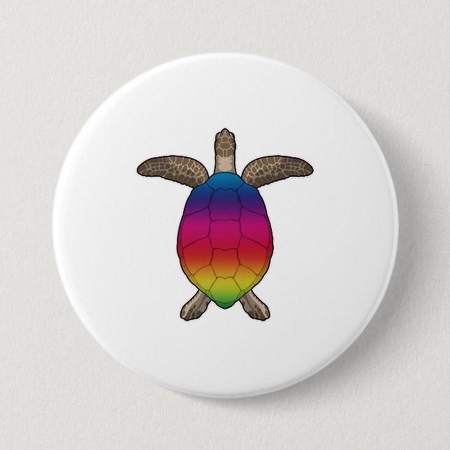 Turtle with Rainbow Färg Knapp (Framsida)