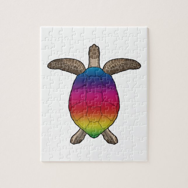 Turtle with Rainbow Färg Pussel (Vertikal)