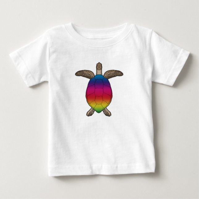 Turtle with Rainbow Färg T Shirt (Framsida)