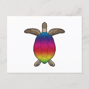 Turtle with Rainbow Färg Vykort