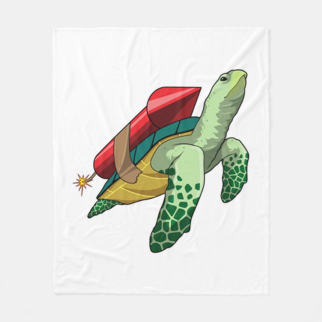 Turtle with Rocket Fleecefilt (Framsidan)