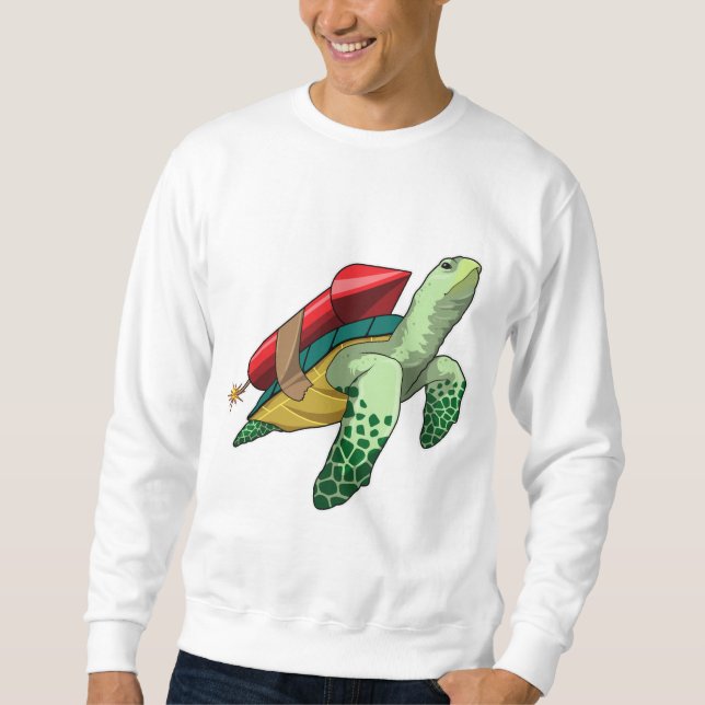Turtle with Rocket Lång Ärmad Tröja (Framsida)