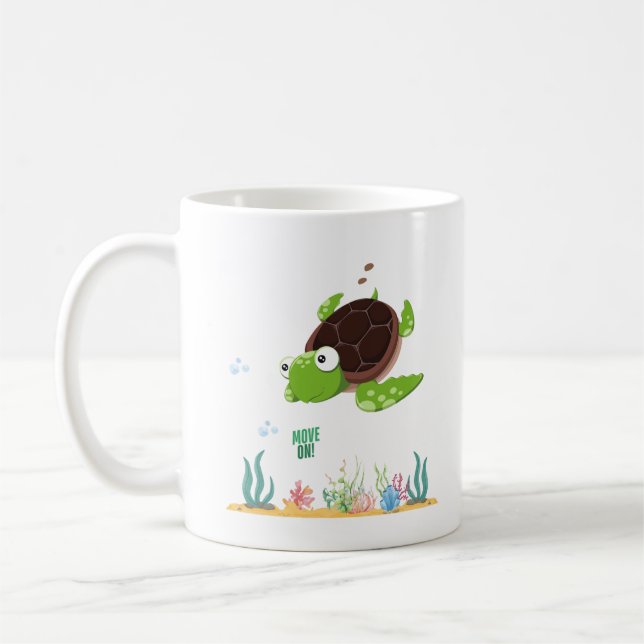 Turtle with sjögräs and bubble Coffee Mugg (Vänster)