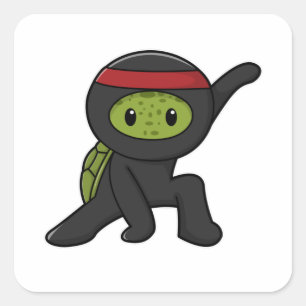 Turtle with Snäcka as Ninja Fyrkantigt Klistermärke