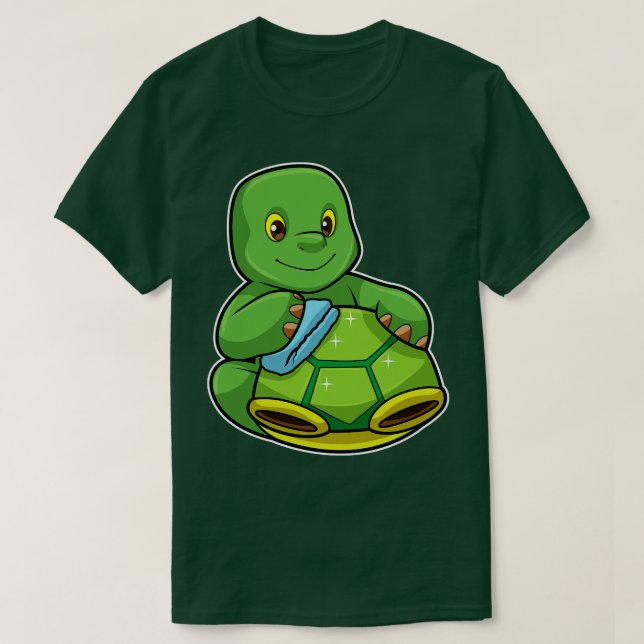 Turtle with Snäcka Städning rag T Shirt (Design framsida)