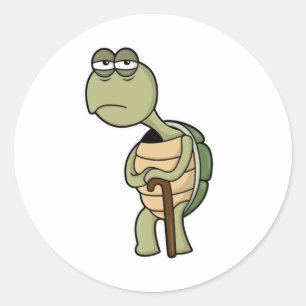 Turtle with Snäcka & Walking stick stick Runt Klistermärke
