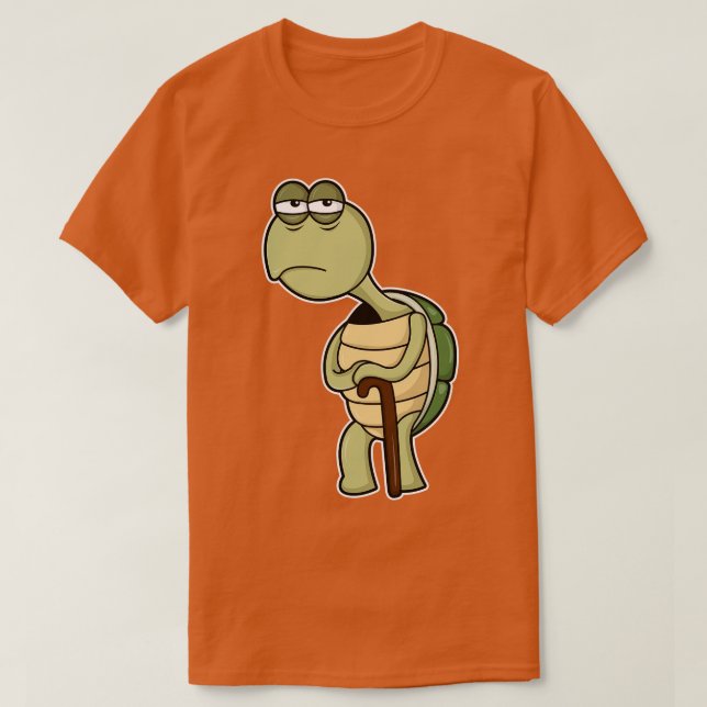 Turtle with Snäcka Walking stick stick T Shirt (Design framsida)
