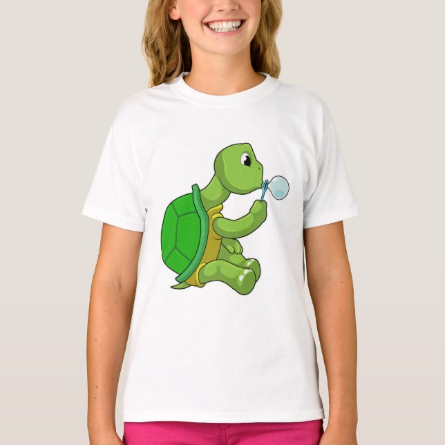 Turtle with Soap bubbles T Shirt (Framsida)