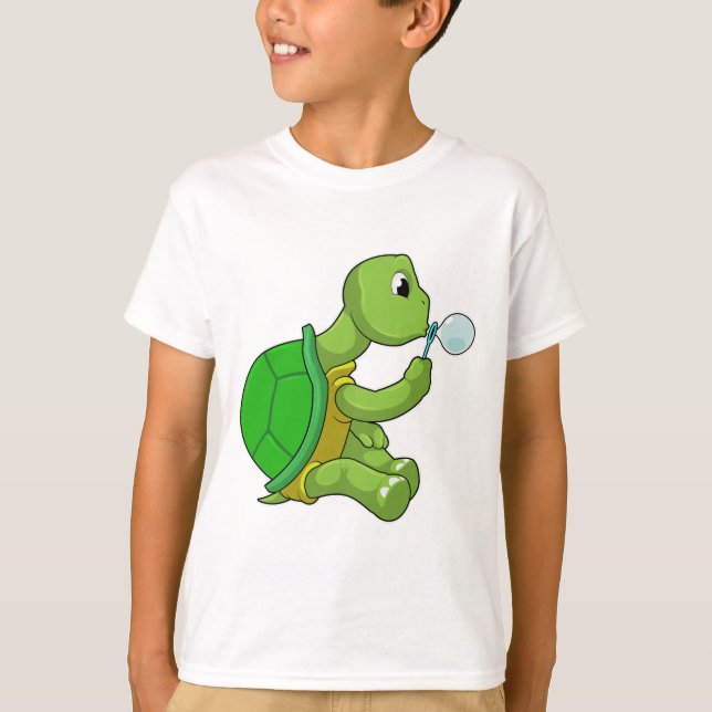Turtle with Soap bubbles T Shirt (Framsida)