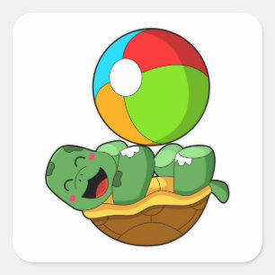 Turtle with Vatten polo Fyrkantigt Klistermärke