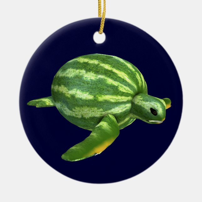 Turtle with Watermelon Body Julgransprydnad Keramik (Framsidan)